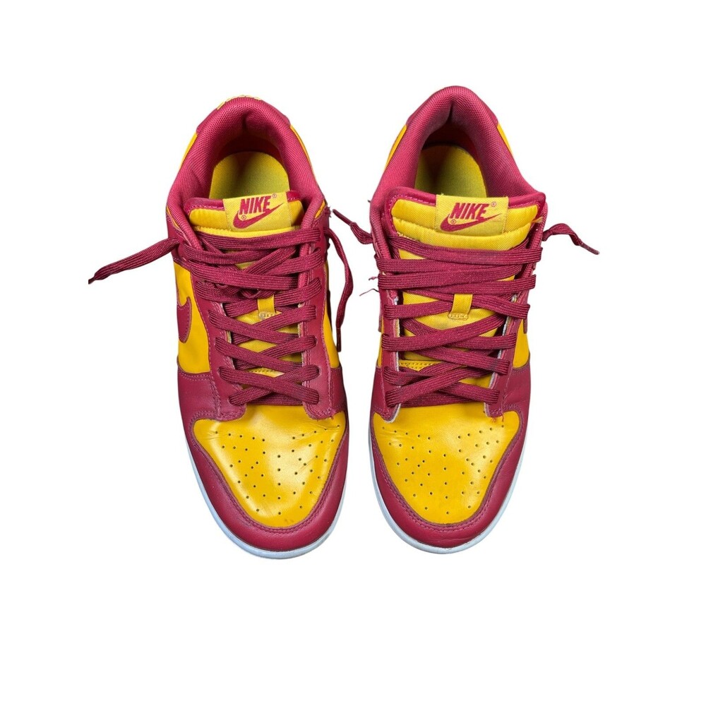 Nike Dunk Low Retro Shoes Mens US 10 Midas Gold Tough Red-White Leather Sneakers